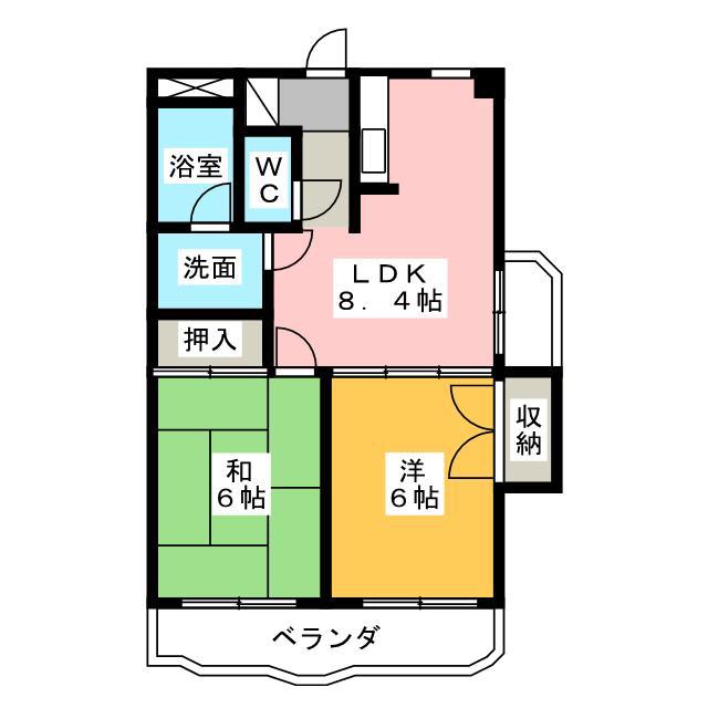 クレスト市ヶ尾(2DK/3階)の間取り写真