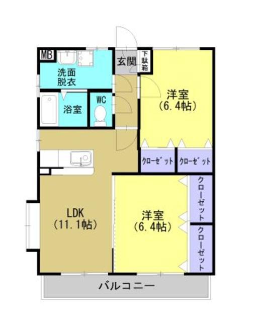 クオリティ清風(2LDK/2階)の間取り写真