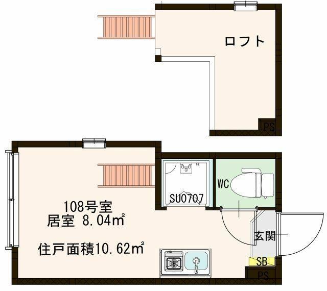 WALEA明大前(ワンルーム/1階)の間取り写真