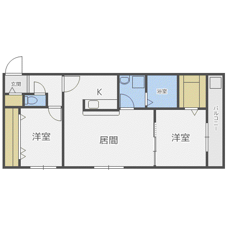 LEVANTE月寒西(2LDK/1階)の間取り写真
