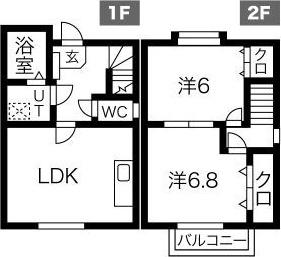 プルミエールうめ苑(2LDK/1階)の間取り写真