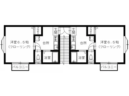 クローバーハイツ(1K/2階)の間取り写真