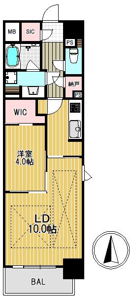ブランズ大阪本町(1LDK/10階)の間取り写真
