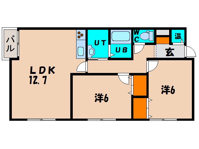 ハイツあかり(2LDK/2階)の間取り写真