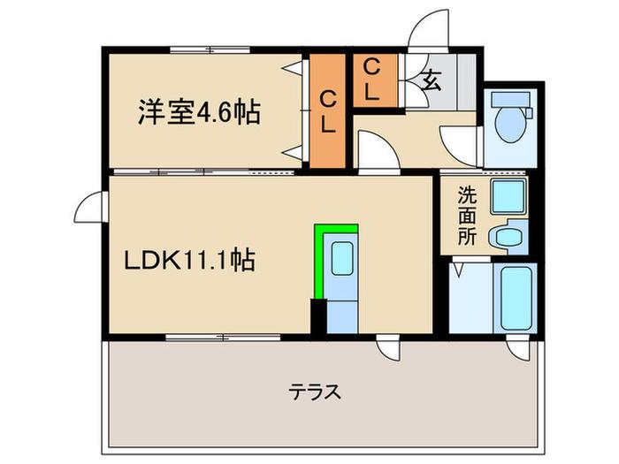 シャーメゾン今川(1LDK/1階)の間取り写真