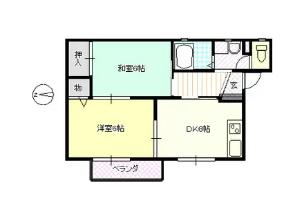 エスペランサ八木(2DK/1階)の間取り写真