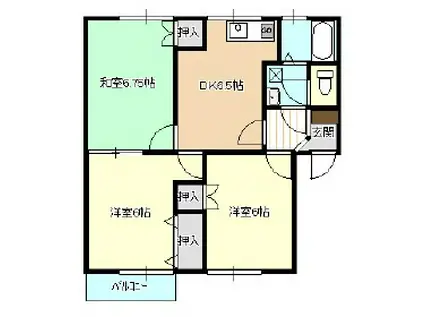 サンハウスC棟(3DK/2階)の間取り写真