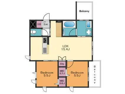 LIVING BASE 8(2LDK/1階)の間取り写真