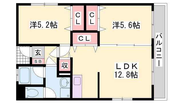 外堀川マンション(2LDK/3階)の間取り写真
