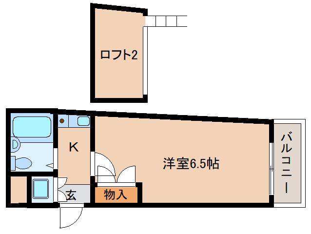 エルエール東生駒(1K/3階)の間取り写真