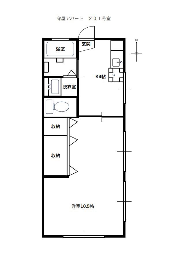 守屋アパート(1K/2階)の間取り写真