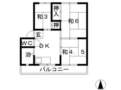 大橋マンション(3DK/3階)の間取り写真