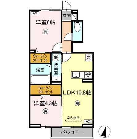 ロイヤルタウン上峰 C(2LDK/1階)の間取り写真