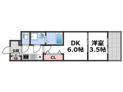 エスリードレジデンス大阪谷町ザ・マークス(2K/3階)の間取り写真