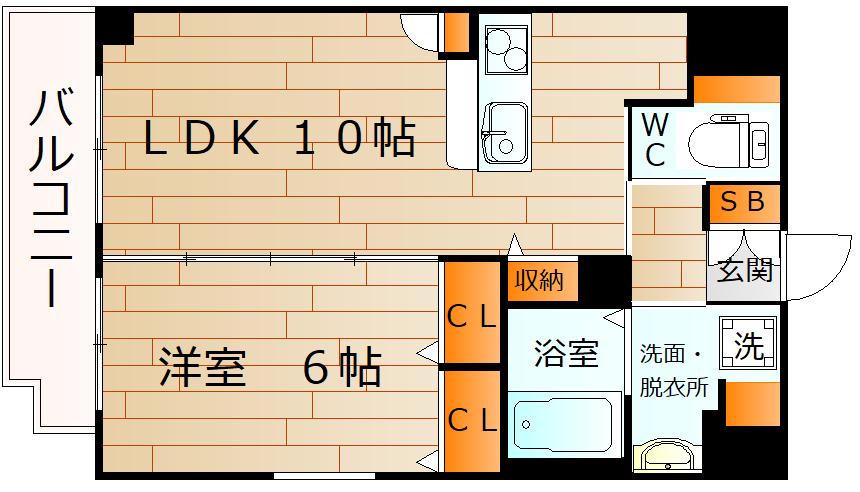 プティシャンブル(1LDK/5階)の間取り写真