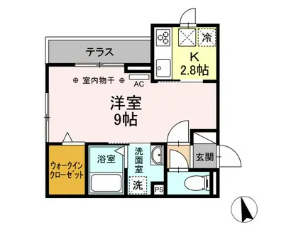 D-HILLS中沢(1K/1階)の間取り写真