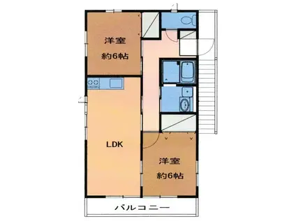 やましたアパ-ト(2LDK/2階)の間取り写真