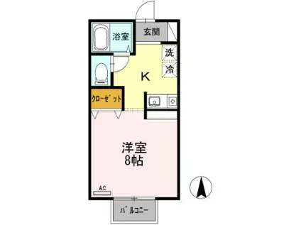 ジェネスハイツ(ワンルーム/2階)の間取り写真