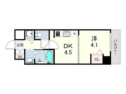 千葉・立花(1DK/3階)の間取り写真