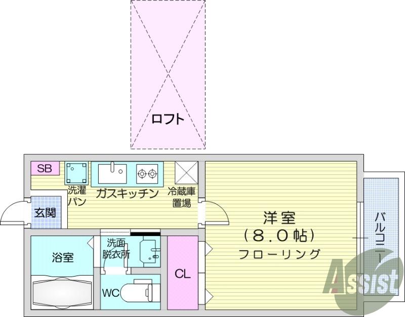 サンシティ沖野C(1K/2階)の間取り写真