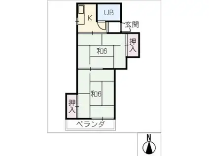 エクセランス稲島(2K/4階)の間取り写真