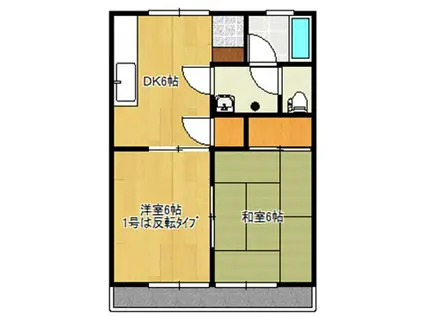 ハイツタワラ B棟(2DK/1階)の間取り写真