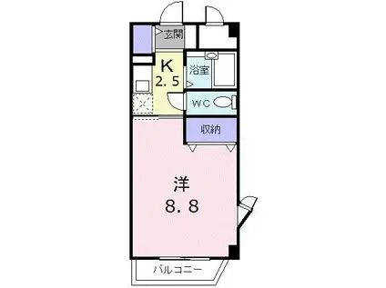 セゾン升本(1K/4階)の間取り写真