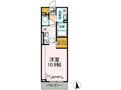 コスモポリタン(ワンルーム/1階)の間取り写真