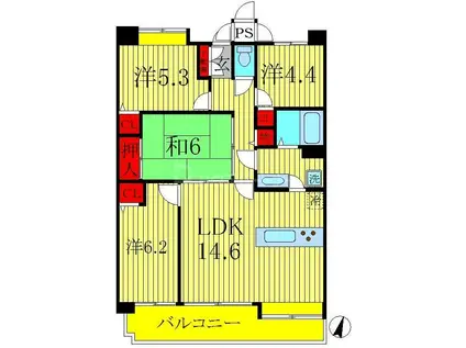 コスモ柏セランス(4LDK/8階)の間取り写真