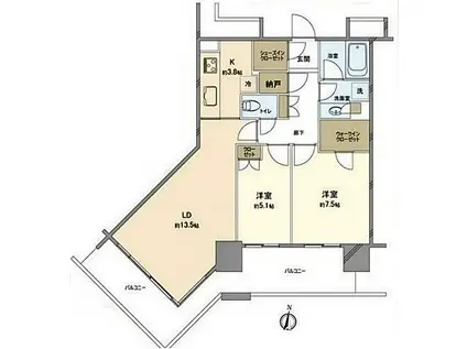 アーバンドックパークシティ豊洲 タワーA(2LDK/28階)の間取り写真