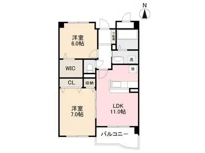 ロータスポンド(2LDK/2階)の間取り写真
