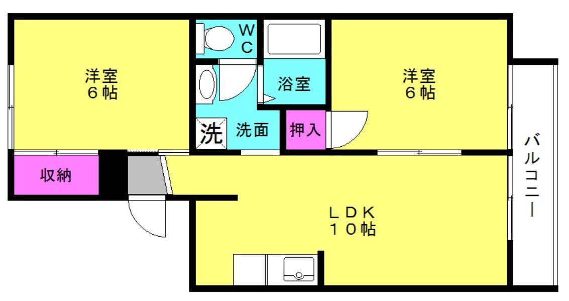 ヴィラ新宅(2LDK/1階)の間取り写真