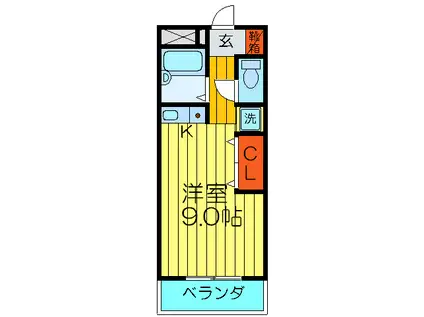 第二クラウンハイツ(ワンルーム/2階)の間取り写真