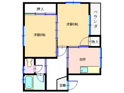 アパートエリール(2K/2階)の間取り写真