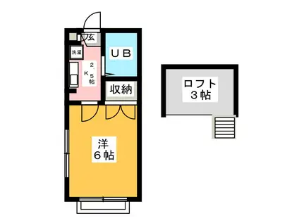 ボナール湘南台(1K/2階)の間取り写真
