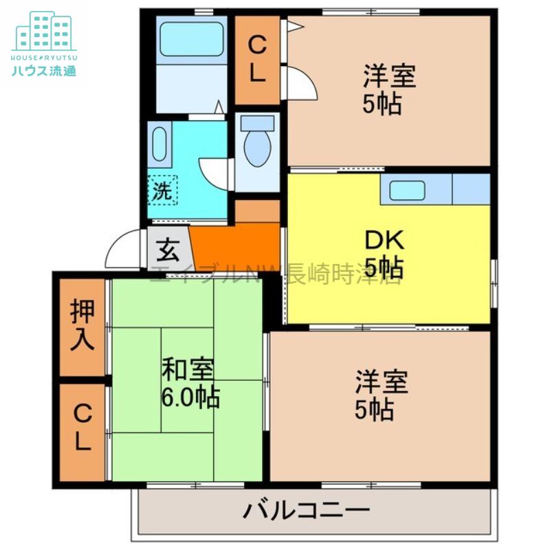 パークヒルズ桜の里B棟(3DK/2階)の間取り写真