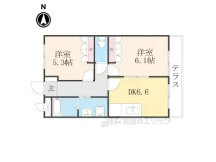 シャルマンコート1番館(2DK/1階)の間取り写真