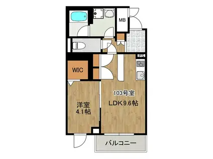 フォルビートIII(1LDK/1階)の間取り写真