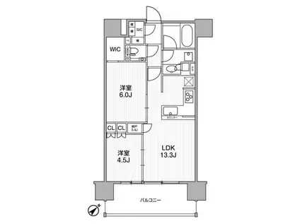 ディームス渋谷本町(2LDK/4階)の間取り写真
