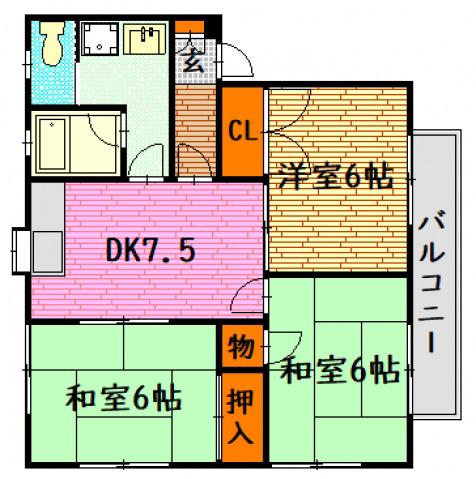 コーポイシバシ(3DK/2階)の間取り写真