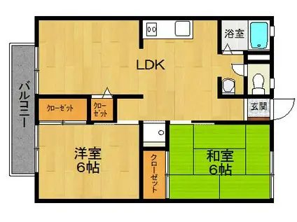 ビューラーフジイ(2LDK/2階)の間取り写真