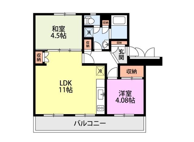 高志レジデンス(2LDK/5階)の間取り写真