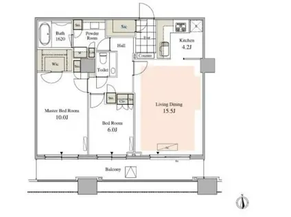 タワーコート北品川(2LDK/36階)の間取り写真