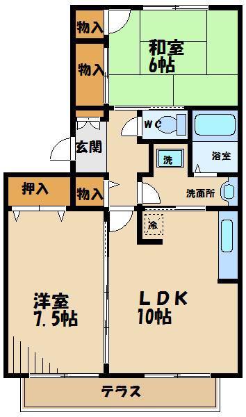 パインアベニューハイム(2LDK/1階)の間取り写真