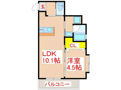 フィオーレ城南(1LDK/5階)の間取り写真