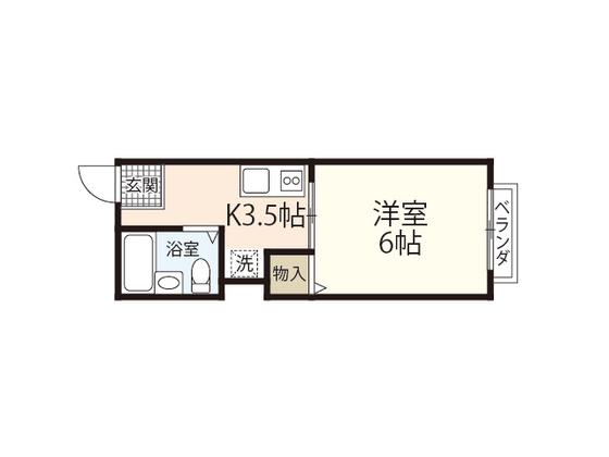 ハイム小田(1K/2階)の間取り写真