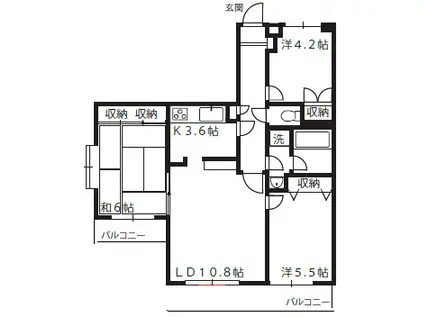 キャッスル昭島(3LDK/2階)の間取り写真