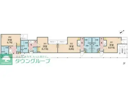 J-MAISON矢部II(1K/2階)の間取り写真