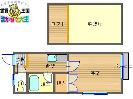 シャーレン長崎(1K/2階)の間取り写真