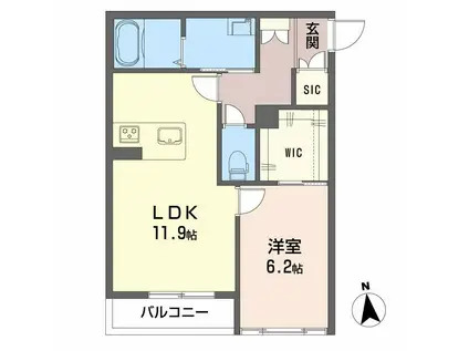 ほたる川(1LDK/1階)の間取り写真